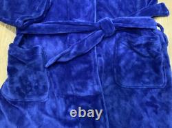 NWT RALPH LAUREN Big Polo Pony Plush Velour Bath Robe Blue L/XL