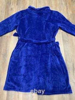 NWT RALPH LAUREN Big Polo Pony Plush Velour Bath Robe Blue L/XL