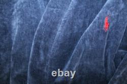 NWT RALPH LAUREN Big Polo Pony Plush Velour Bath Robe Navy Blue L/XL