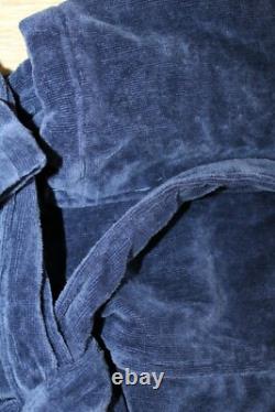 NWT RALPH LAUREN Big Polo Pony Plush Velour Bath Robe Navy Blue L/XL