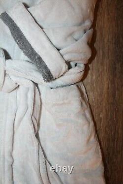 NWT RALPH LAUREN Large Polo Pony Plush Velour Bath Robe White Gray L/XL$150