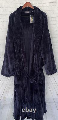 NWT Roundtree & Yorke Men's Big & Tall Plush Spa Bath Robe Navy Blue 3XB/4XB