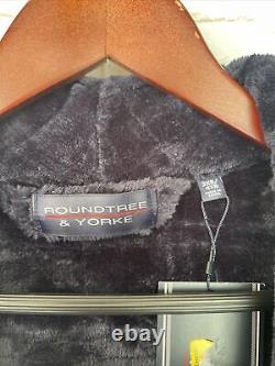 NWT Roundtree & Yorke Men's Big & Tall Plush Spa Bath Robe Navy Blue 3XB/4XB