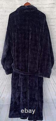 NWT Roundtree & Yorke Men's Big & Tall Plush Spa Bath Robe Navy Blue 3XB/4XB