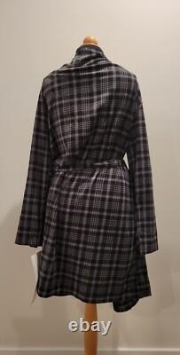 NWT Sample Polo Ralph Lauren Plush Men's Bath Robe Black And Gray Plaid Size S/M