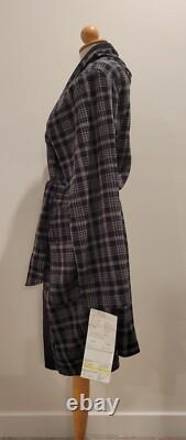NWT Sample Polo Ralph Lauren Plush Men's Bath Robe Black And Gray Plaid Size S/M