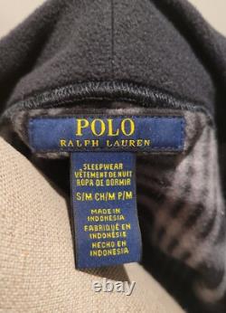 NWT Sample Polo Ralph Lauren Plush Men's Bath Robe Black And Gray Plaid Size S/M