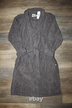 NWT UGG Men's Plush Ribbed Cotton Terry Bath Robe Gray L/XL