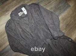 NWT UGG Men's Plush Ribbed Cotton Terry Bath Robe Gray L/XL