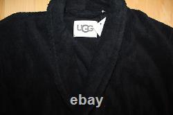 NWT UGG Men's Turner Plush Ribbed Cotton Terry Bath Robe Black M/L