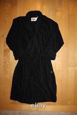 NWT UGG Men's Turner Plush Ribbed Cotton Terry Bath Robe Black M/L