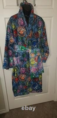 NWT Versace Multicolor-Blu Size X Large Cotton Terry Bathrobe ZACP00008
