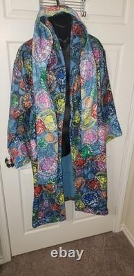 NWT Versace Multicolor-Blu Size X Large Cotton Terry Bathrobe ZACP00008