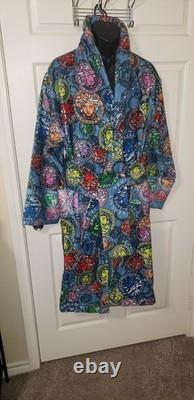 NWT Versace Multicolor-Blu Size X Large Cotton Terry Bathrobe ZACP00008