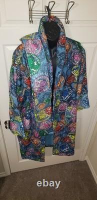 NWT Versace Multicolor-Blu Size X Large Cotton Terry Bathrobe ZACP00008