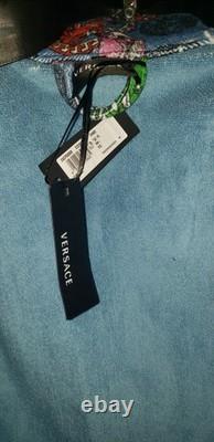 NWT Versace Multicolor-Blu Size X Large Cotton Terry Bathrobe ZACP00008