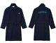 NW LACOSTE Sport Textured Terry Logos Navy Cotton Pique Bathrobe Mens L
