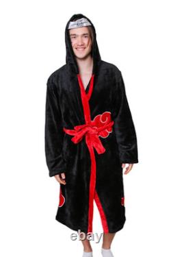 Naruto Shippuden Akatsuki Costume Bath Robe Fleece Anime Bathrobe