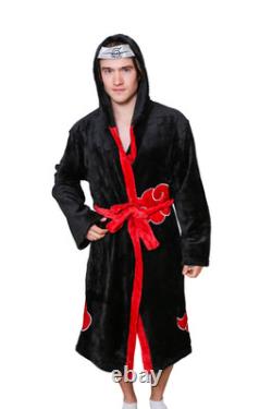 Naruto Shippuden Akatsuki Costume Bath Robe Fleece Anime Bathrobe