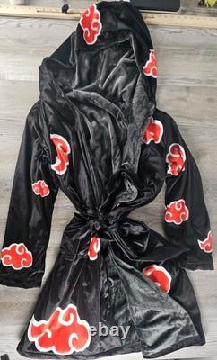 Naruto Shippuden Akatsuki Costume Bath Robe Fleece Anime Bathrobe Large