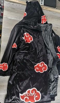 Naruto Shippuden Akatsuki Costume Bath Robe Fleece Anime Bathrobe Large