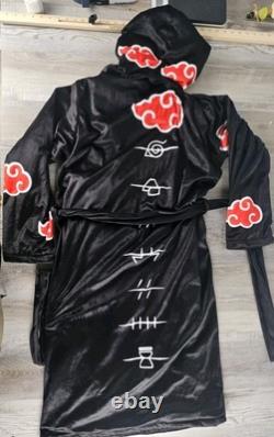 Naruto Shippuden Akatsuki Costume Bath Robe Fleece Anime Bathrobe Large