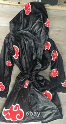 Naruto Shippuden Akatsuki Costume Bath Robe Fleece Anime Bathrobe Large