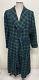 Nautica Mens Navy & Green Tartan Plaid Flannel Bath Robe 1980s Vintage USA L