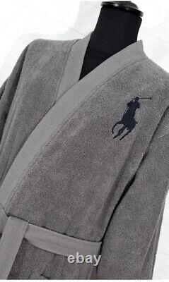 New Bath Robe Ralph Lauren 100% Cotton towelling dressing gown Grey Size M new
