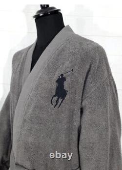 New Bath Robe Ralph Lauren 100% Cotton towelling dressing gown Grey Size M xmas
