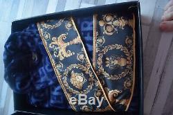 New Bathrobe Unisex With Versace Medusa Symbol Blue with Gold Size L with Box