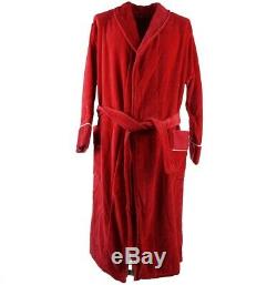 New E. MARINELLA NAPOLI Red French Terry Belted Cotton Bathrobe L Robe + Box