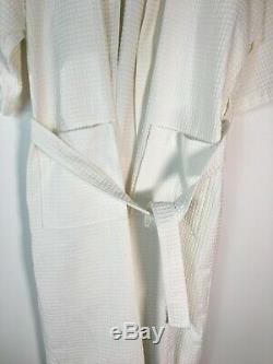 New Frette Adult Off White Kimono Style Waffle Weave Bathrobe Size XL