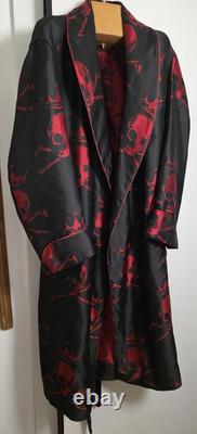 New & Lingwood Royal Skull Dressing Gown Heavy Silk Gown. Xl. Rare Pattern