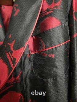 New & Lingwood Royal Skull Dressing Gown Heavy Silk Gown. Xl. Rare Pattern