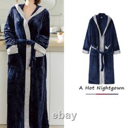 New Men's Bathrobe Women's Kimono Bathrobe Winter Flannel Gown Thick Nightgown