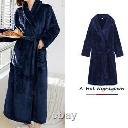 New Men's Bathrobe Women's Kimono Bathrobe Winter Flannel Gown Thick Nightgown