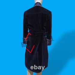 New Men's Dressing Gown Forest Black Black Velvet Fine Quilted with Gold Silk