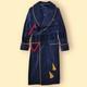 New Men's Dressing Gown Forest Blue Velvet Fine Quilted with Blue Silk