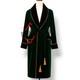 New Men's Dressing Gown Forest Green Black Velvet Fine Quilted with Gold Silk
