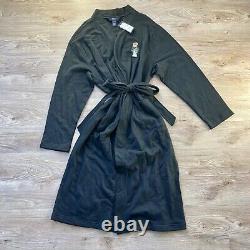 New Rare Bear POLO Ralph Lauren Black Bath Robe Logo L/XL