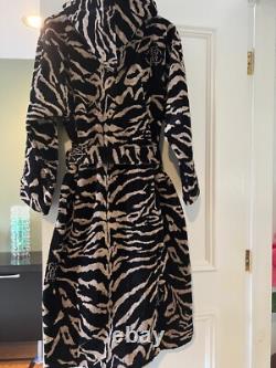 New Roerto Cavalli Cotton Velour Tiger Print Hooded Bathrobe Size XXL