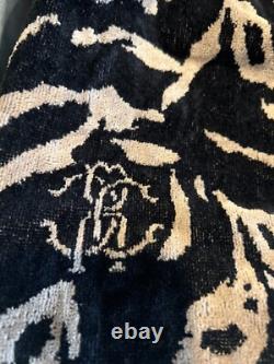 New Roerto Cavalli Cotton Velour Tiger Print Hooded Bathrobe Size XXL
