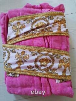 New Soft Unisex Bathrobe 100% Cotton with Versace Symbol Pink Color Size XL, L, M