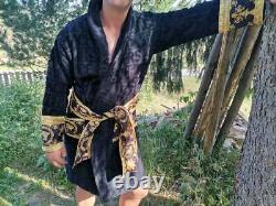 New Soft bathrobe 100% Cotton with Versace Symbol Black Color Size XXL, XL, L, M, S