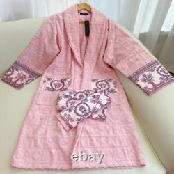 New Versace Baroque Bathrobe One Size Authentic cotton Light Pink