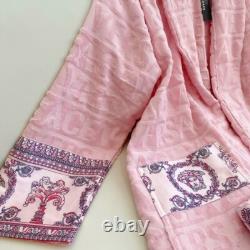 New Versace Baroque Bathrobe One Size Authentic cotton Light Pink