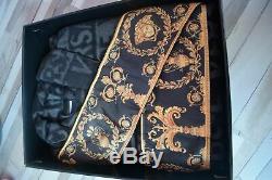 New Versace Bathrobe Black & Gold100% Cotton Size XL Color Black with Gift Box