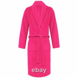 New Womens Ladies Bathrobe 100%Cotton Terry Towelling Shawl Dressing Bath Robes