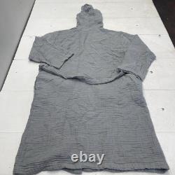 Noa Pure Gray Waffle Knit Cotton Lightweight Hooded Bath Robe Unisex Adults L/XL
